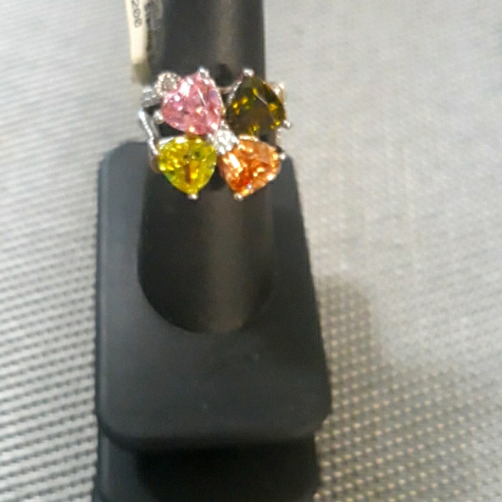 Sterling Silver Multi Stone CZ Ring Sz 7